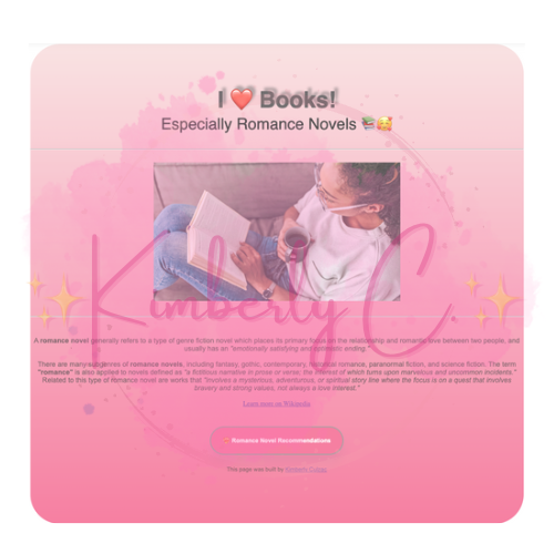 Screenshot of I Love Books Landing Page